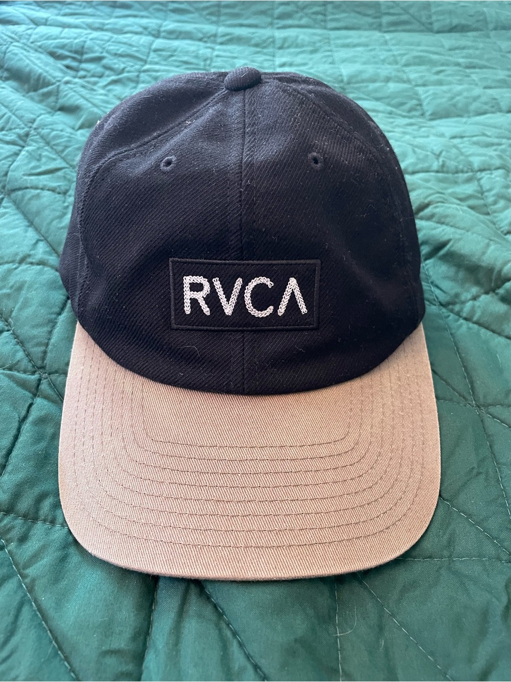 RVCA Black Shallow Fit Logo Cap